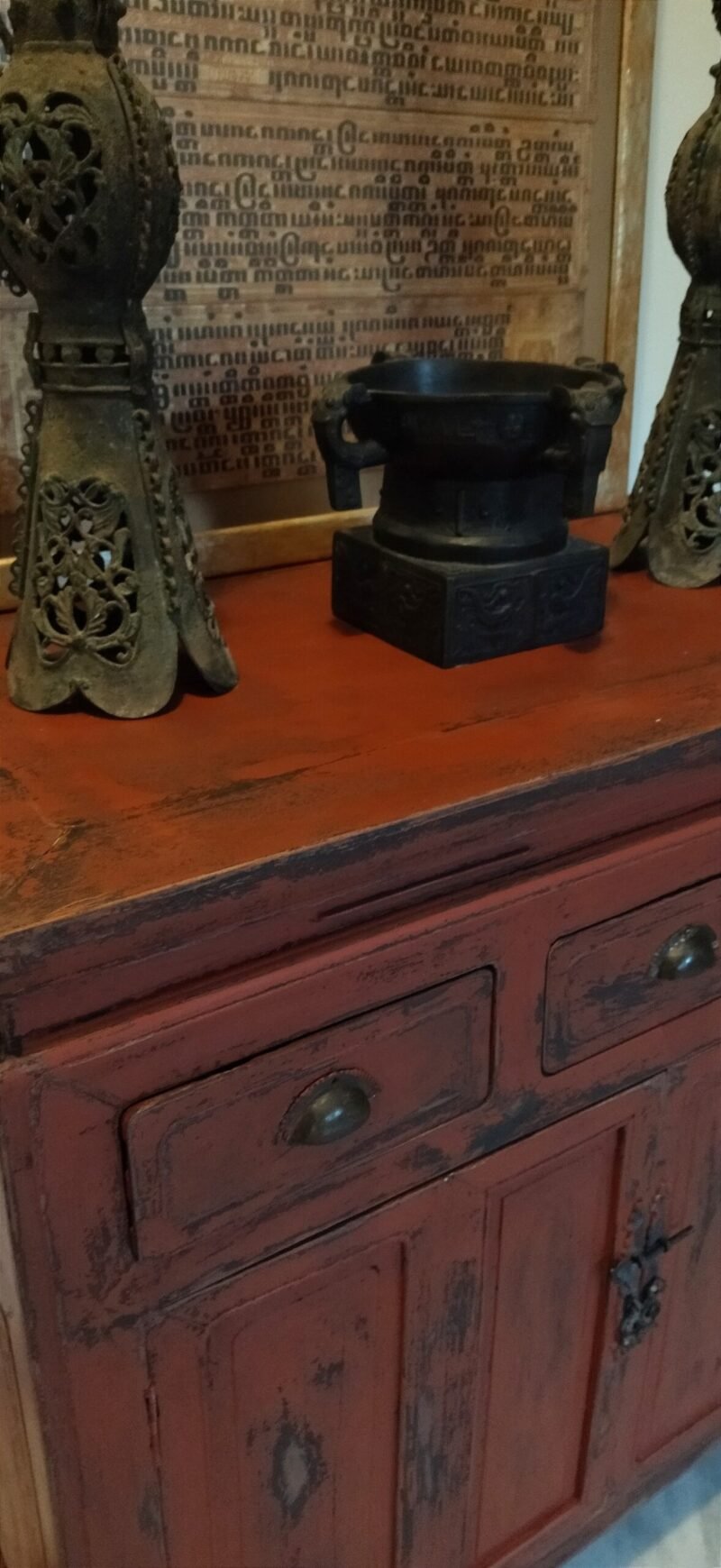 Chinese Red Commode - Image 3